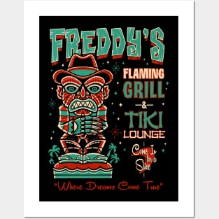 Freddy's Tiki Lounge - Creepy Cute Slasher - Hawaii Surf Vacation Posters and Art